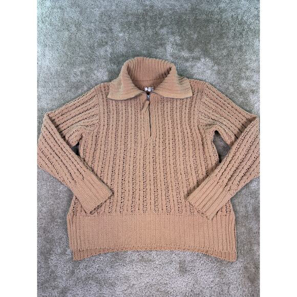 aerie Sweaters - Aerie 1/4 Zip Sweater Womens Small Brown Cable Knit Heavyweight Pullover E228